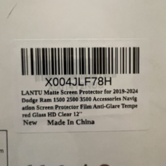 TEMPERED GLASS Matte Screen Protector for 2019-2024 Dodge Ram 1500 2500 3500 12" - Picture 3 of 3